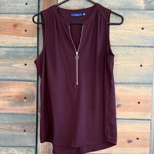 Apt. 9 Wine Sleeveless Zip-Neck Shell Top